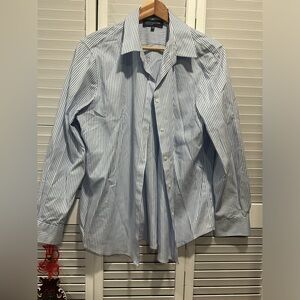 Blue and white stripe long sleeve button up shirt size XL by Jones New York